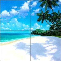 Beach Tile Backsplash Ceramic Mural Novak Tropical Palm Seascape Art OB-KN22   362192383923